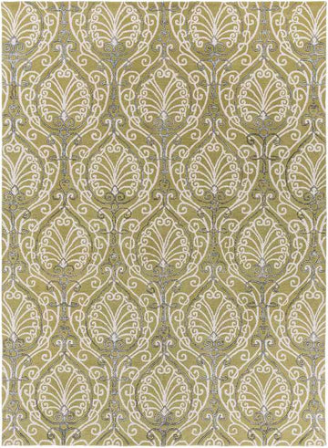 Chien Transitional Ivory/White/Sky Blue Area Rug